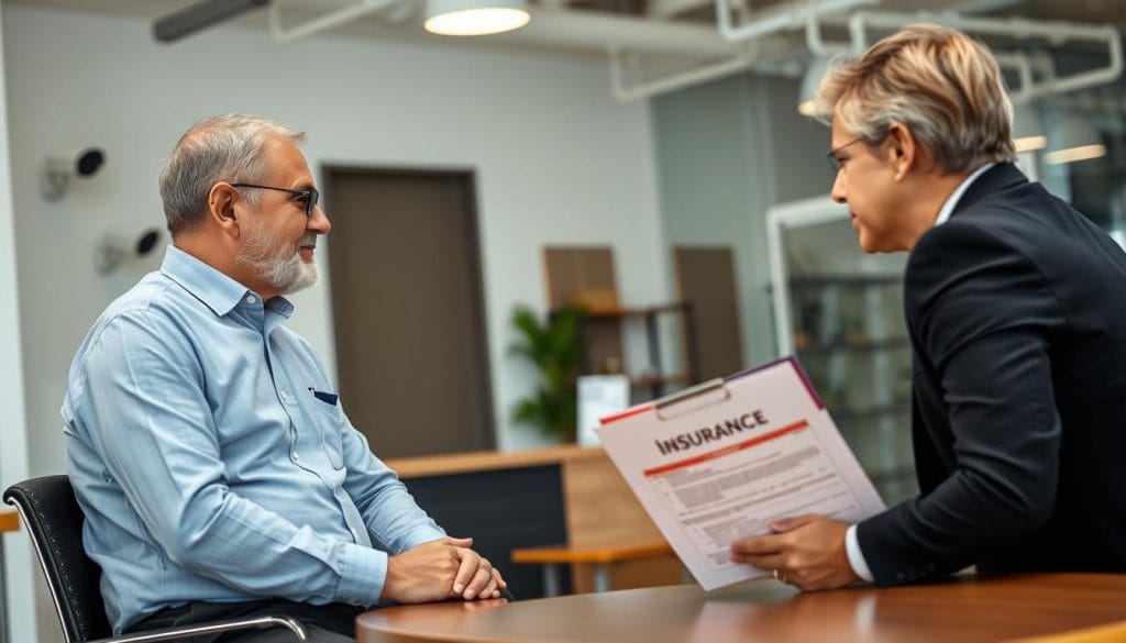 Business owner receiving insurance discount for IP megapixel surveillance camera installation