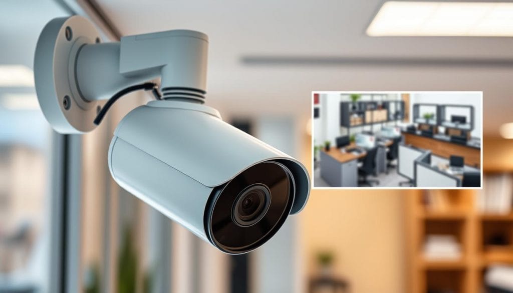 IP megapixel PTZ surveillance camera with zoom capabilities monitoring Texas business