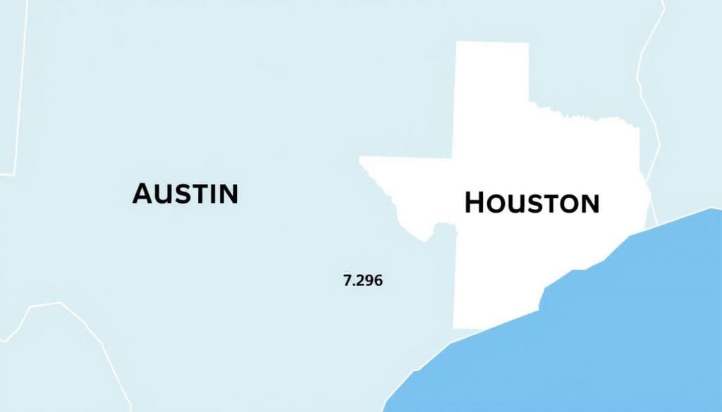Map showing route from Austin to Houston for retail security camera systems