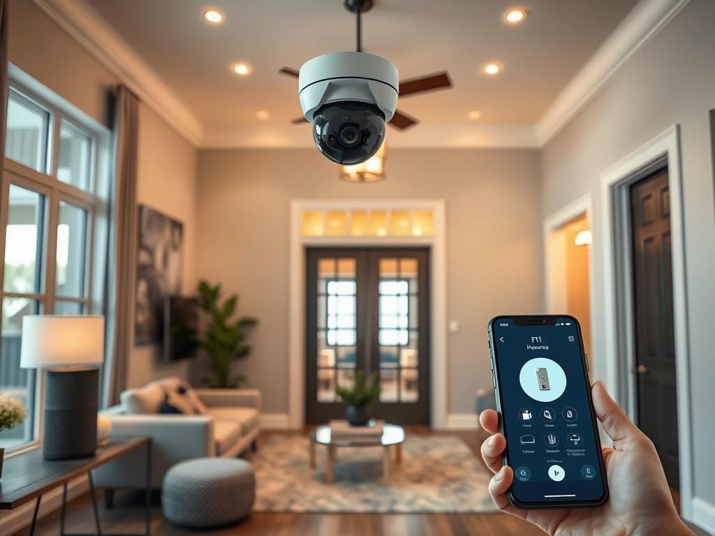 AI surveillance camera integrated with smart home devices in a Houston residence