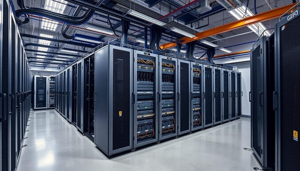 Modern server room setup for warehouse operations