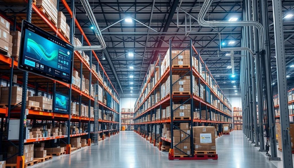 Modern warehouse with integrated technology systems