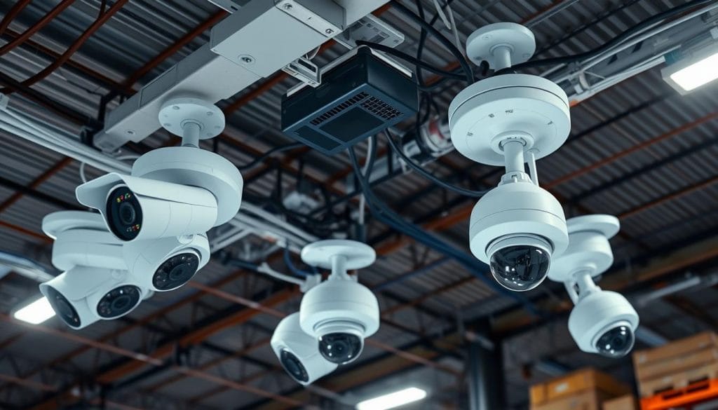 Security camera system connected to warehouse data drops
